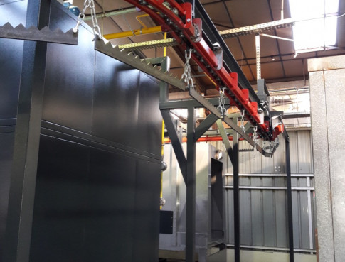 Installation de poudrage motorisée  avec convoyeur simple voie dans la Vienne (86)